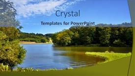  Presentation with green lake - Colorful slide set enhanced with beautiful-lake-between-green-hills backdrop and a light blue colored foreground