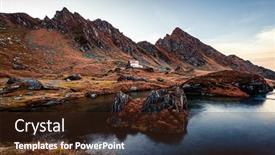  Presentation with rocky - Cool new PPT layouts with beautiful-lake-in-rocky-mountain backdrop and a tawny brown colored foreground