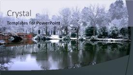  Presentation with trees - Colorful presentation enhanced with beautiful-lake-surrounded-by-dormant backdrop and a light blue colored foreground