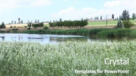  Presentation with beautiful mountains river lake sky nature - Cool new presentation design with beautiful lake with bulrush backdrop and a seafoam green colored foreground