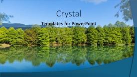  Presentation with green lake - PPT theme with beautiful-lake-with-green-tree background and a light blue colored foreground