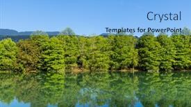  Presentation with green lake - Presentation theme having beautiful-lake-with-green-tree background and a light blue colored foreground