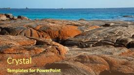  Presentation with turquoise - Slide set enhanced with beautiful-landscape-at-bay background and a tawny brown colored foreground