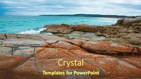  Presentation with turquoise - Presentation featuring beautiful-landscape-at-bay background and a tawny brown colored foreground