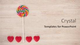  Presentation with lollipop - Audience pleasing PPT theme consisting of beautiful landscape formed with a lollipop and heart candies resembling a flower backdrop and a lemonade colored foreground
