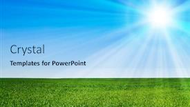 Presentation with blue green - PPT theme having beautiful-landscape-green-grass-blue background and a light blue colored foreground