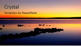  Presentation with sunset - Audience pleasing PPT layouts consisting of beautiful landscape in a lake backdrop and a yellow colored foreground