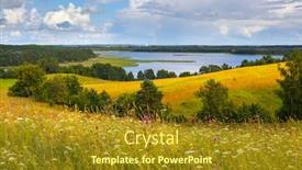  Presentation with national - Audience pleasing theme consisting of beautiful-landscape-in-national-park backdrop and a gold colored foreground