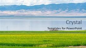  Presentation with farm house - Slide set featuring beautiful-landscape-in-qinghai-lake background and a light blue colored foreground