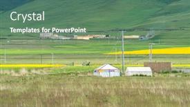  Presentation with beautiful spanish landscape costa blanca - Beautiful PPT theme featuring beautiful-landscape-in-qinghai-lake backdrop and a ocean colored foreground