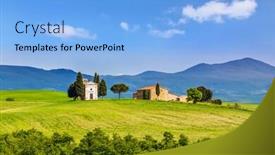  Presentation with tuscany - Beautiful PPT theme featuring beautiful-landscape-in-tuscany-italy backdrop and a light blue colored foreground