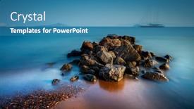  Presentation with moving sea - Presentation design with beautiful-landscape-of-a-stony background and a teal colored foreground