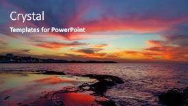  Presentation with sun rays on blue sky - Presentation theme consisting of beautiful-landscape-of-an-amazing background and a ocean colored foreground