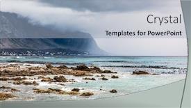  Presentation with seashore - Cool new presentation design with beautiful landscape of betty's bay mountains in the fog near seashore beauty of wild nature atlantic ocean south africa backdrop and a light blue colored foreground