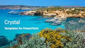  Presentation with malta - PPT theme with beautiful landscape of blue lagoon background and a teal colored foreground
