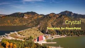  Presentation with lake - Presentation design featuring beautiful-landscape-of-czorsztyn-lake background and a tawny brown colored foreground