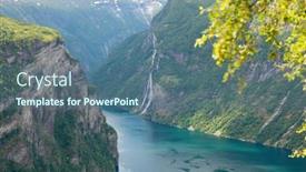  Presentation with landscape - PPT theme featuring beautiful-landscape-of-geiranger-fjord background and a  colored foreground