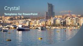  Presentation with malta - Amazing PPT theme having beautiful-landscape-of-harbour backdrop and a ocean colored foreground