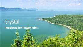  Presentation with beautiful moraine lake - Slides enhanced with beautiful landscape of lake superior background and a light blue colored foreground