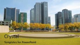  Presentation with modern building - Presentation enhanced with beautiful landscape of modern building in beijing of china background and a gold colored foreground