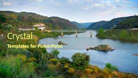  Presentation with river valley - Presentation having beautiful-landscape-of-river-tagus background and a tawny brown colored foreground
