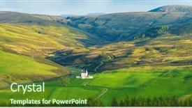  Presentation with scotland - Amazing PPT theme having beautiful landscape of scotland backdrop and a tawny brown colored foreground