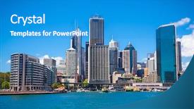  Presentation with sydney - Colorful theme enhanced with beautiful landscape of sydney city backdrop and a teal colored foreground