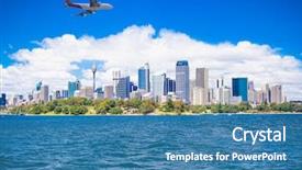  Presentation with sydney - PPT theme having beautiful landscape of sydney city background and a teal colored foreground