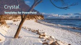  Presentation with cliff - Presentation theme having beautiful-landscape-of-the-cliff background and a ocean colored foreground