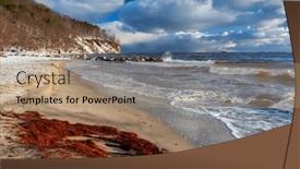  Presentation with cliff - Presentation design enhanced with beautiful-landscape-of-the-cliff background and a coral colored foreground