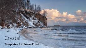  Presentation with cliff - Presentation theme featuring beautiful-landscape-of-the-cliff background and a light blue colored foreground