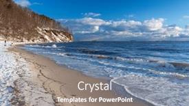  Presentation with cliff - Theme featuring beautiful-landscape-of-the-cliff background and a gray colored foreground