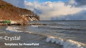  Presentation with cliff - Presentation theme consisting of beautiful-landscape-of-the-cliff background and a gray colored foreground