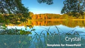  Presentation with poland - Colorful slide set enhanced with beautiful-landscape-of-the-lake backdrop and a teal colored foreground