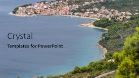  Presentation with dalmatia - PPT theme having beautiful-landscape-of-the-makarska background and a seafoam green colored foreground