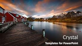  Presentation with peaceful - Amazing PPT theme having beautiful-landscape-peaceful-morning backdrop and a wine colored foreground