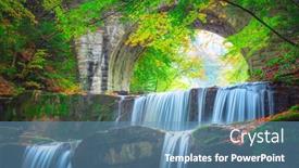  Presentation with forest bridge - Audience pleasing slide deck consisting of beautiful-landscape-river-waterfall backdrop and a teal colored foreground