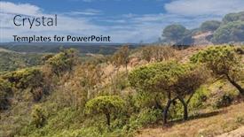  Presentation with green mountains - PPT theme enhanced with beautiful-landscape-with-a-green background and a teal colored foreground