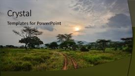  Presentation with african sunset - Theme having beautiful landscape with acacia trees background and a light gray colored foreground