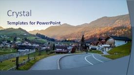  Presentation with asphalt road - Amazing slide set having beautiful-landscape-with-asphalt-road backdrop and a sky blue colored foreground