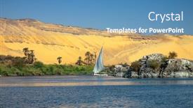  Presentation with boat river - Slides enhanced with beautiful-landscape-with-felucca-boat background and a teal colored foreground
