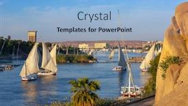  Presentation with nile egypt - Cool new PPT theme with beautiful-landscape-with-felucca-boats backdrop and a light blue colored foreground