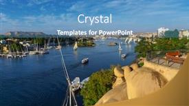  Presentation with nile river - Colorful slide deck enhanced with beautiful-landscape-with-felucca-boats backdrop and a teal colored foreground