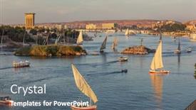  Presentation with nile river - PPT layouts featuring beautiful-landscape-with-felucca-boats background and a gray colored foreground