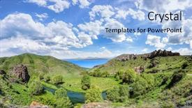  Presentation with armenia - Colorful PPT layouts enhanced with beautiful landscape with green mountains and magnificent cloudy sky exploring armenia backdrop and a light blue colored foreground