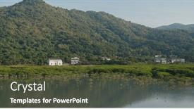  Presentation with sea - Cool new presentation design with beautiful-landscape-with-mountain backdrop and a tawny brown colored foreground