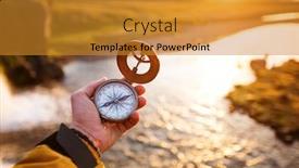  Presentation with compass - Presentation theme having beautiful landscape with old compass on traveler's hand traveling concept background and a gold colored foreground