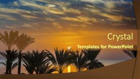  Presentation with resort - Presentation theme consisting of beautiful-landscape-with-palms background and a tawny brown colored foreground