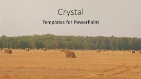  Presentation with end - Presentation theme having beautiful-landscape-with-straw-bales background and a soft green colored foreground