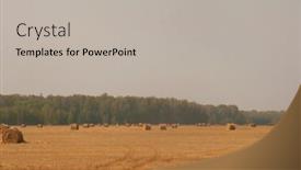  Presentation with end - Presentation design enhanced with beautiful-landscape-with-straw-bales background and a light gray colored foreground